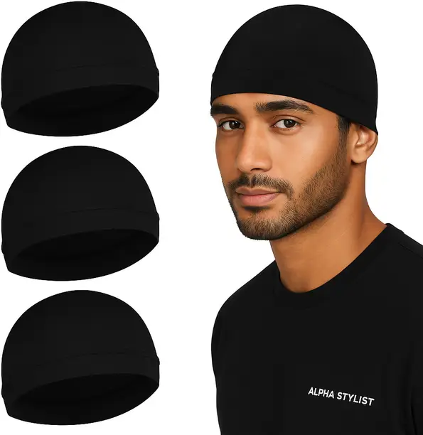 ALPHA STYLIST Black Helmet Skull Cap for Men & Women